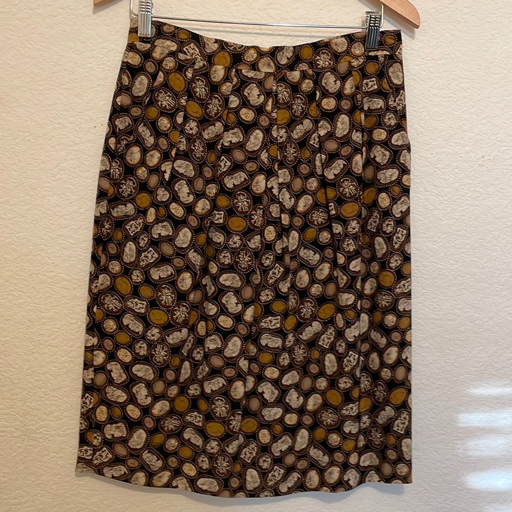 Vintage Blassport by Bill Blass 100% lined silk print skirt, size 12
